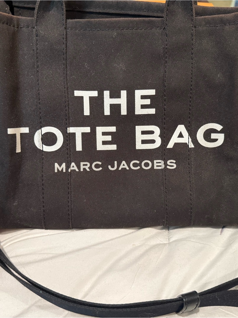 Marc Jacobs Black Canvas Tote Bag with White Logo